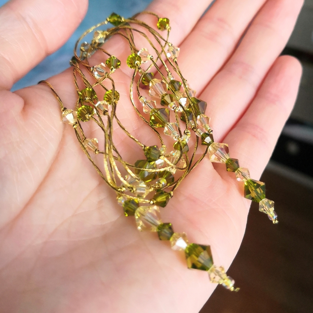 Thai Silk and Swarovski crystal bead necklace